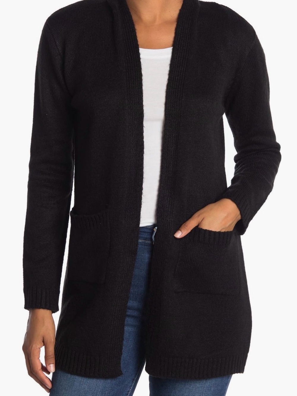 By Design Women’s Solid Black Hooded Cardigan Sweater - XL (EUC)